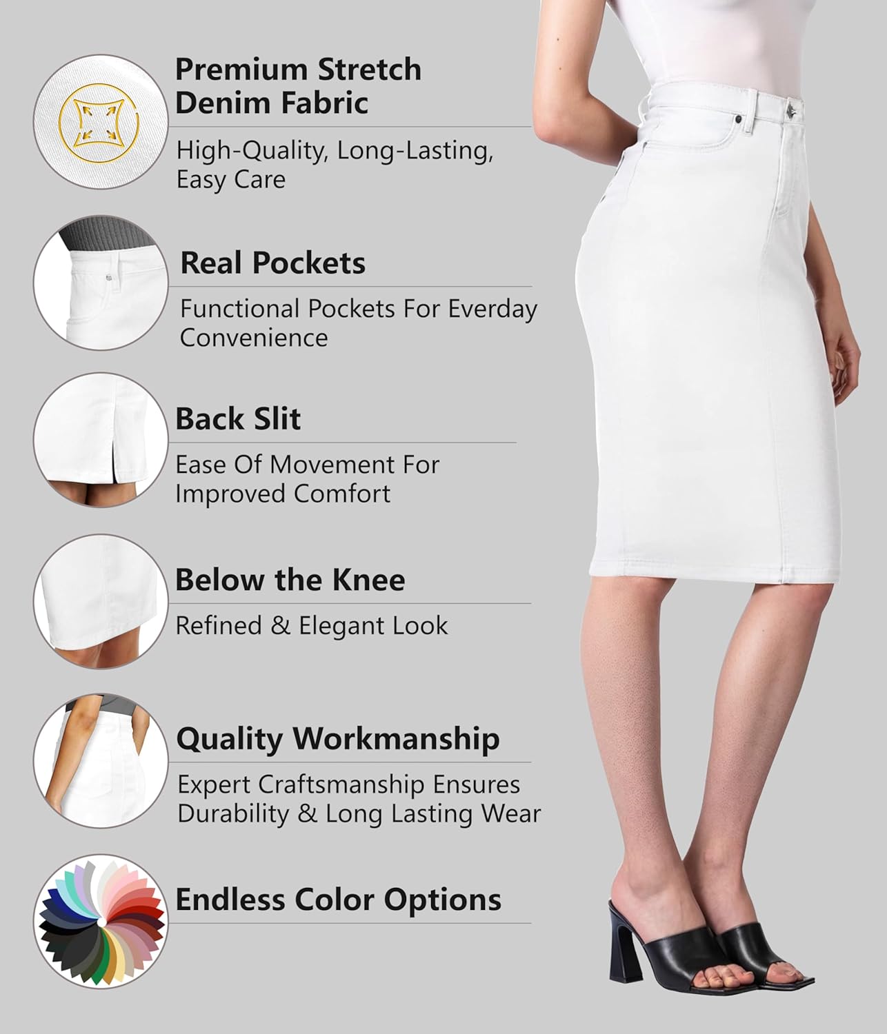 Lexi Womens Stretch Pencil Skirts with Functional Jamaica Ubuy