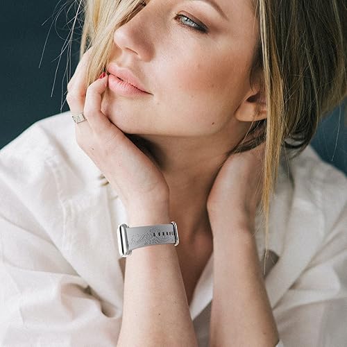 Vista 36 de Mountain Range - Correa de silicona grabada compatible con Apple Watch 38 40 1.614 in 42 44 45 46 1.929 in para mujeres y hombres, correa