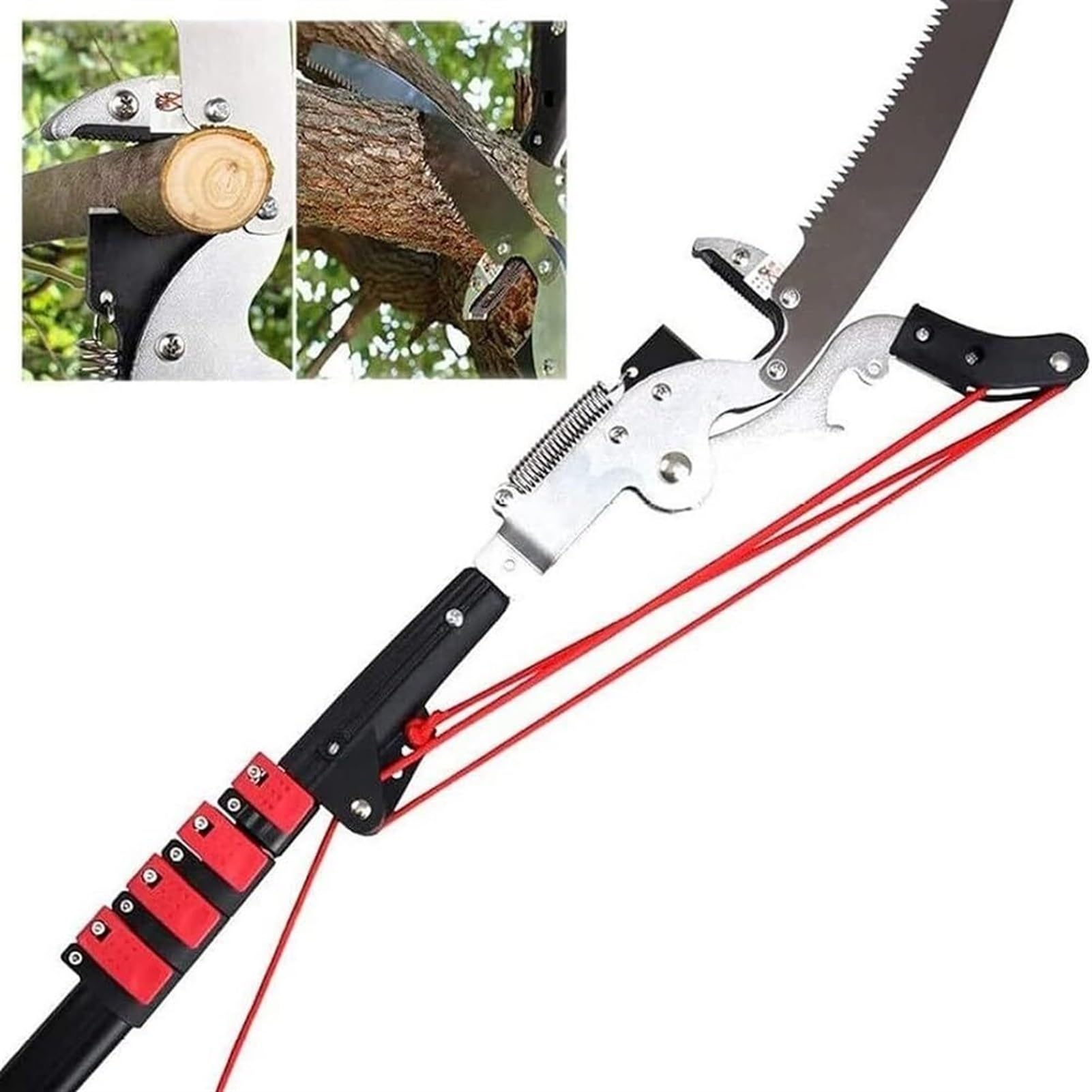 Rohcghc 24Ft High Branch Saw, Manual Pole Saws Extendable Tree Pruner,Telescopic Saw Long Reach Pruning, Lopper Tools(24Ft)