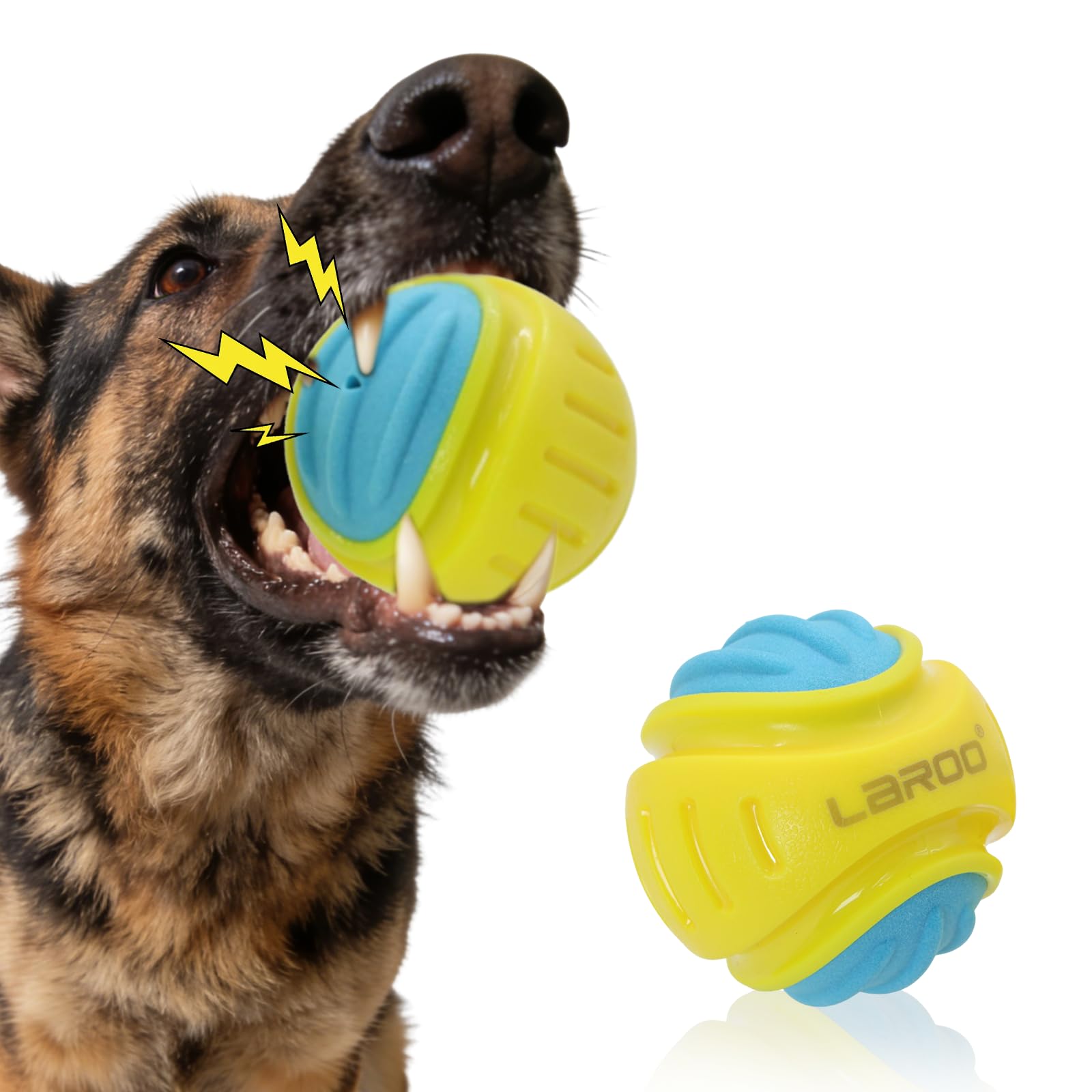 LaRoo Toys for Dogs Ball That Makes Sounds,Super Bouncy,Floats in Water,Perfect Interactive Dog Ball,Chew Toy for Medium and Large Dogs - 3inch