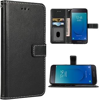 Compatible with Samsung Galaxy J2 Pure J2 Core J 2 Dash 2J Shine Wallet Case Wrist Strap Lanyard Flip Cover Card Holder Cell Phone Cases for J2Core J2Dash J2Pure J2Shine SM-J260A J260A Black