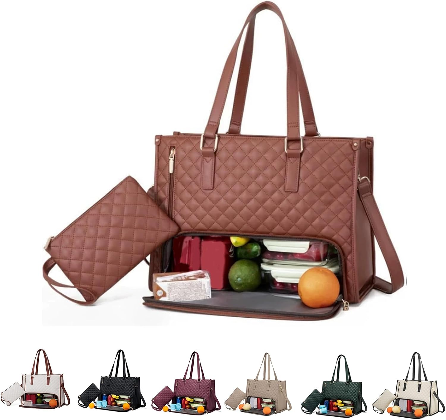3 in 1 tote bag for women,laptop bag with lunch compartment,work tote with lunch compartment