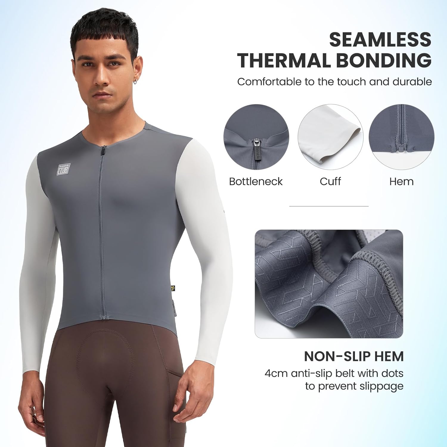 Santic Men's Cycling Jersey Long Sleeve Pro Road Bike Shirt Full Zipper UPF 50+ MTB Jersey with Pockets - Image 2