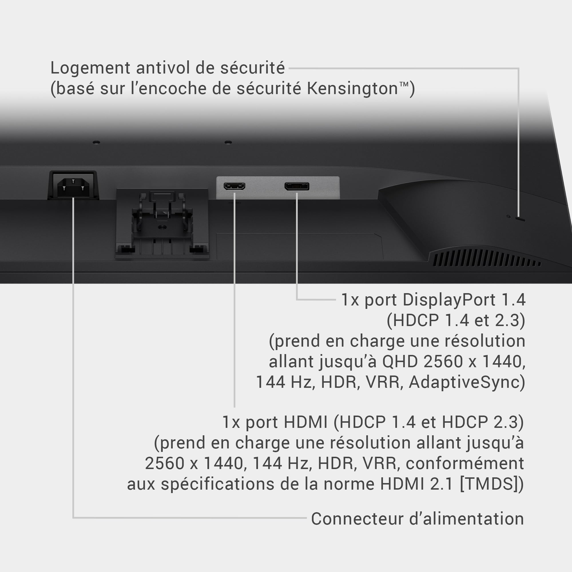 Dell 27 Écran PC - SE2726D, QHD (2560x1440), 144Hz, IPS, 1ms MPRT, AMD FreeSync, 99% sRGB, VESA (100x100mm), DisplayPort, HDMI, Garantie 3 Ans, Noir
