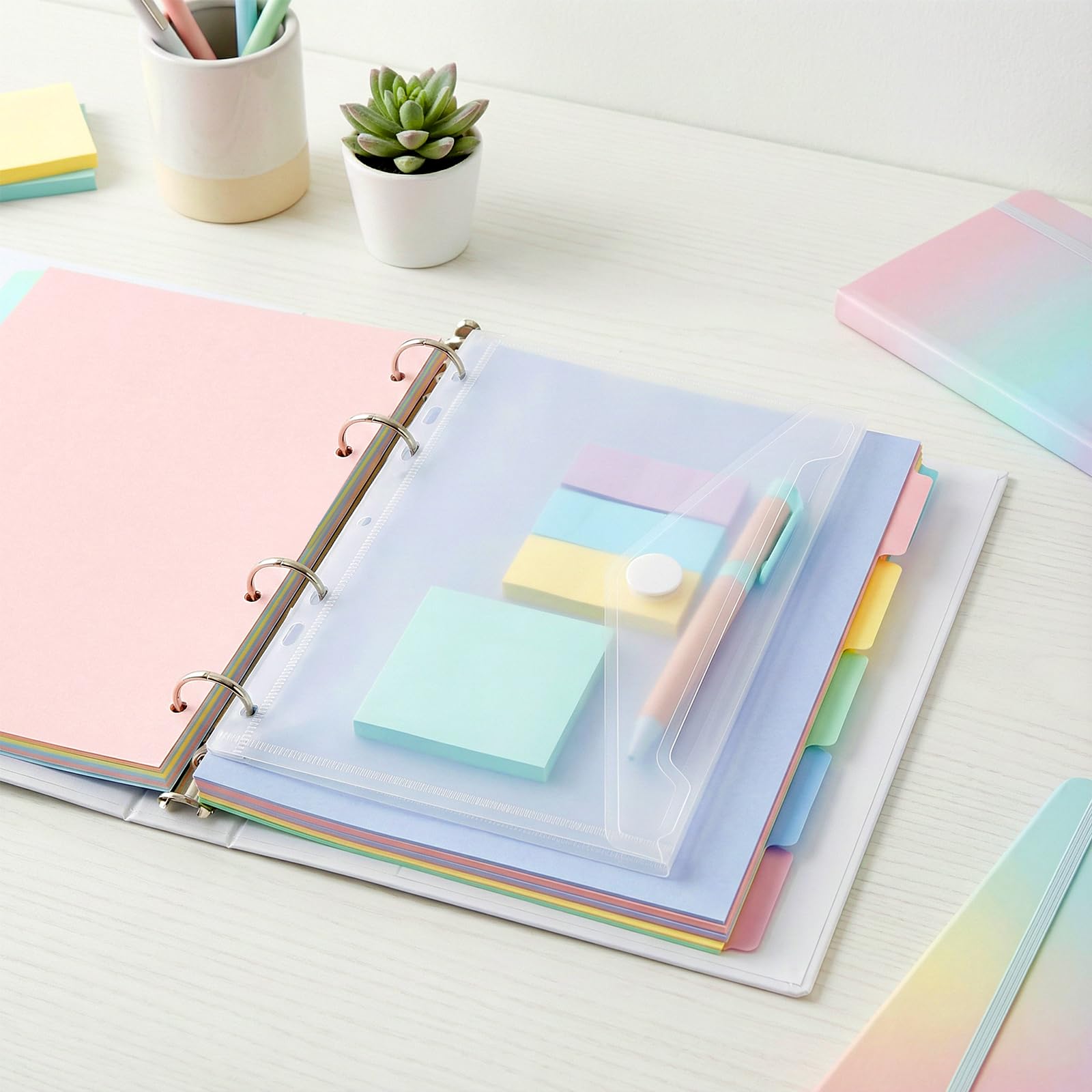 Torby na dokumenty A5, 10 sztuk, 23 x 18 cm, format A5, zszywane, 7 otworów, przezroczyste koszulki z przegródkami, do organizacji dokumentów w domu i biurze