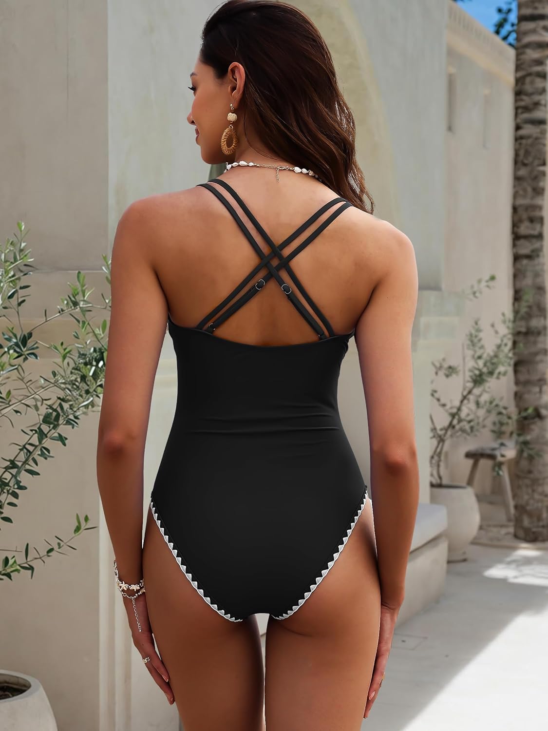 ANRABESS Women One Piece Swimsuits Tummy Control Slimming Bathing Suit Push Up V Neck Swimwear 2026 Beach Vacation Clothes - Image 5