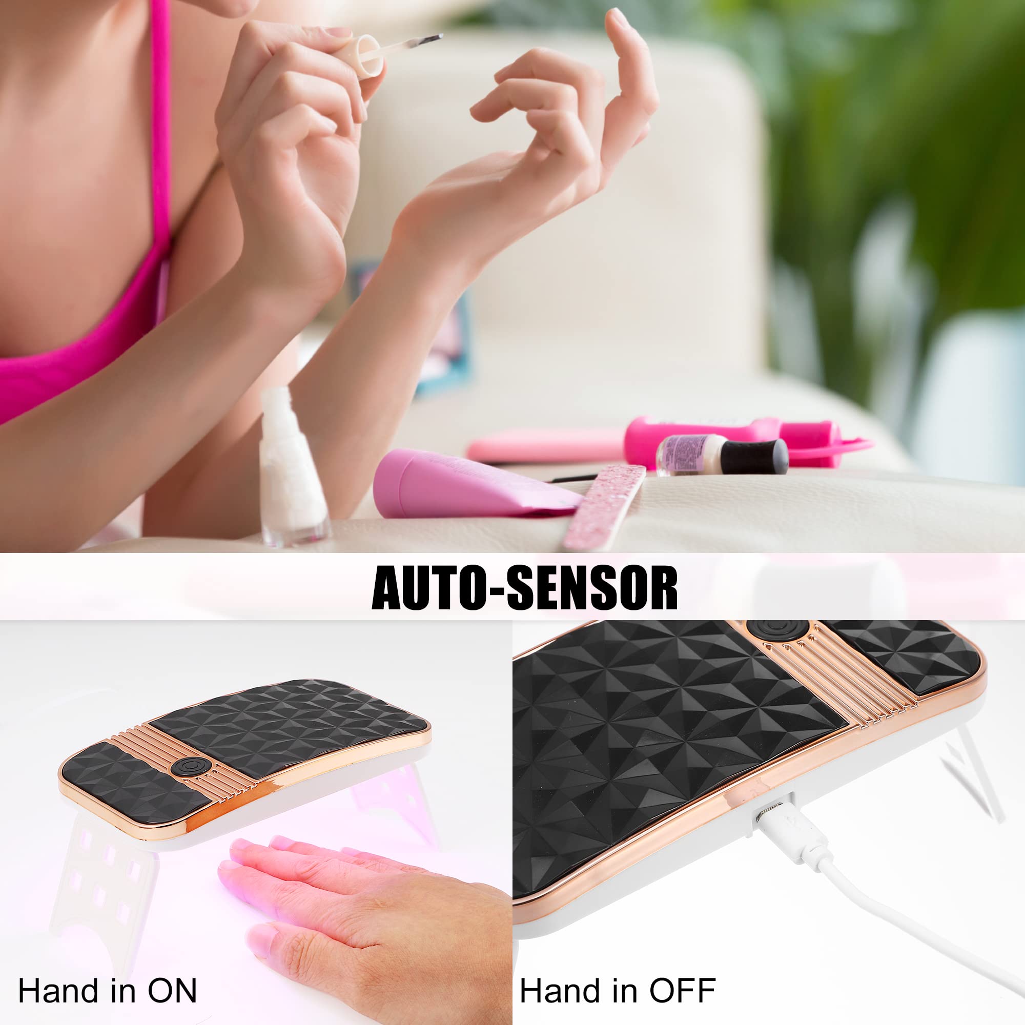 VOCOSTE Mini UV-LED Nail Lamp, Portable Nail Lamp Gel Nail Polish Dryer, Fast Curing Nail Dryer, with 2 Timers, 54W - Image 2