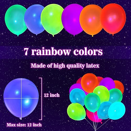 Miniatura 2 de 100 globos de neón UV, globos de fiesta de neón que brillan en la oscuridad, globos de luz negra UV que brillan en la oscuridad para decoraciones de