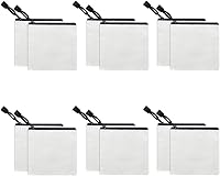 Vista 9 de Paquete de 12 bolsas de lona de algodón para manualidades, bolsa multiusos para cosméticos, bolsas de maquillaje con cremallera, bolsa de aseo