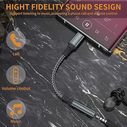 Miniatura 3 de Paquete de 2 adaptadores USB tipo C a hembra de 0.138 in, cable USB C a audio auxiliar, conector de auriculares compatible con iPhone 1716 Pro Max15