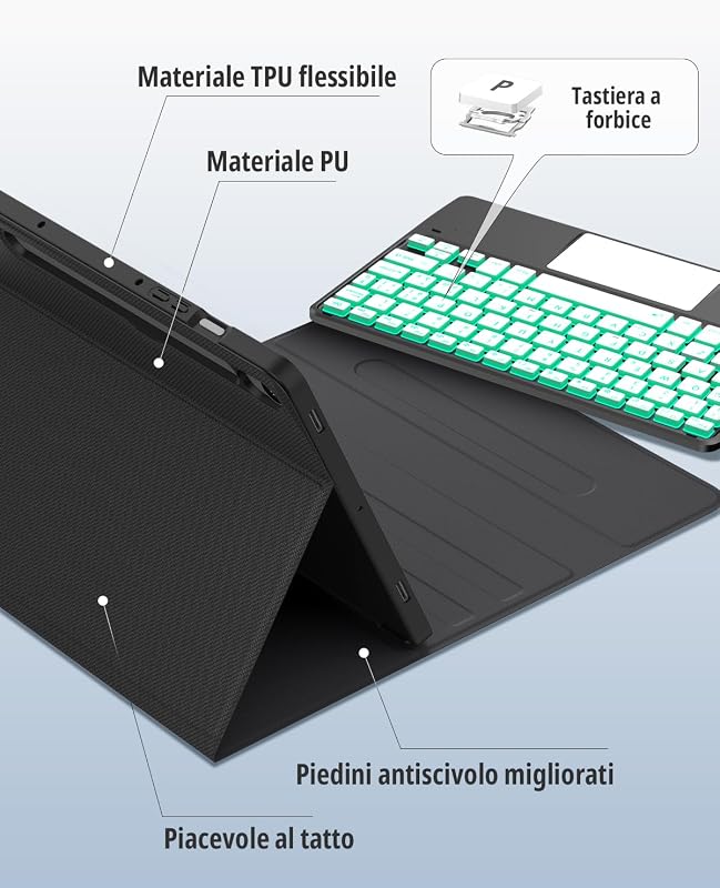 CACOE Samsung Galaxy Tab S9 FE/S11 Billentyűzet Tok Touchpad RGB Világítás