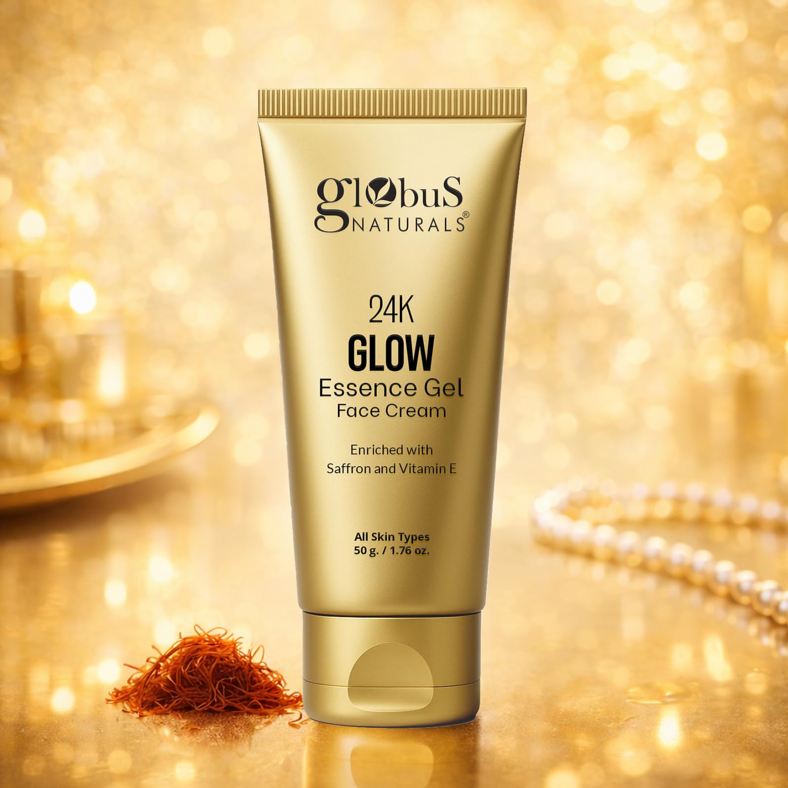Globus Naturals 24K Gold Glow Gel Face Cream with Saffron & Vitamin E | Brightening, Hydrating & Radiance Boosting Cream | For All Skin Types 50gm-picture-12