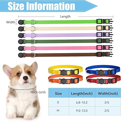Miniatura 5 de 16 collares de seguridad con hebilla de seguridad para cachorros, de nailon, ajustables para cachorros pequeños, collares de identificación para