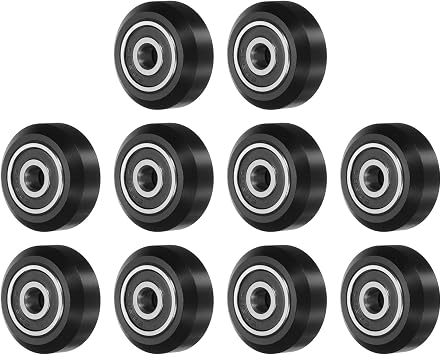 uxcell 10pcs 3D Printer POM Roller Solid High Speed Gantry Wheel V Slot POM Pulley Wheel 625-2RS 3D Printer with Double Sealed Bearing for CNC Machine Black