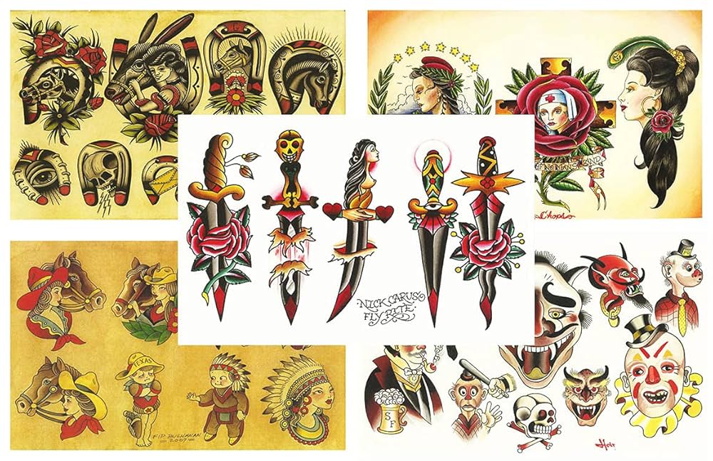 Amazon.com : Traditional, Vintage, Old School Style Tattoo