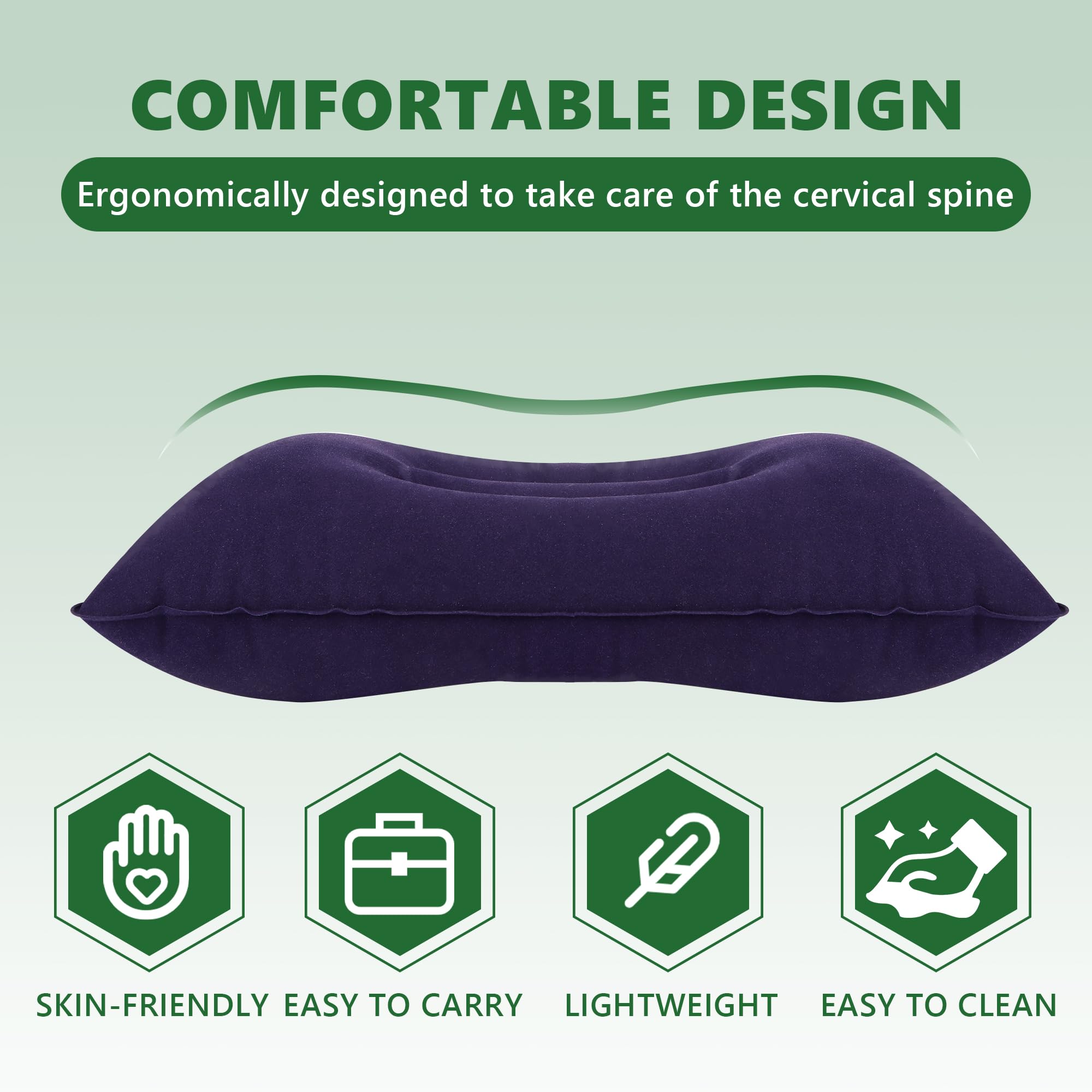 Cojines inflables 4Pcs Almohadas de Camping Ultraligeras Almohada de Viaje Hinchable