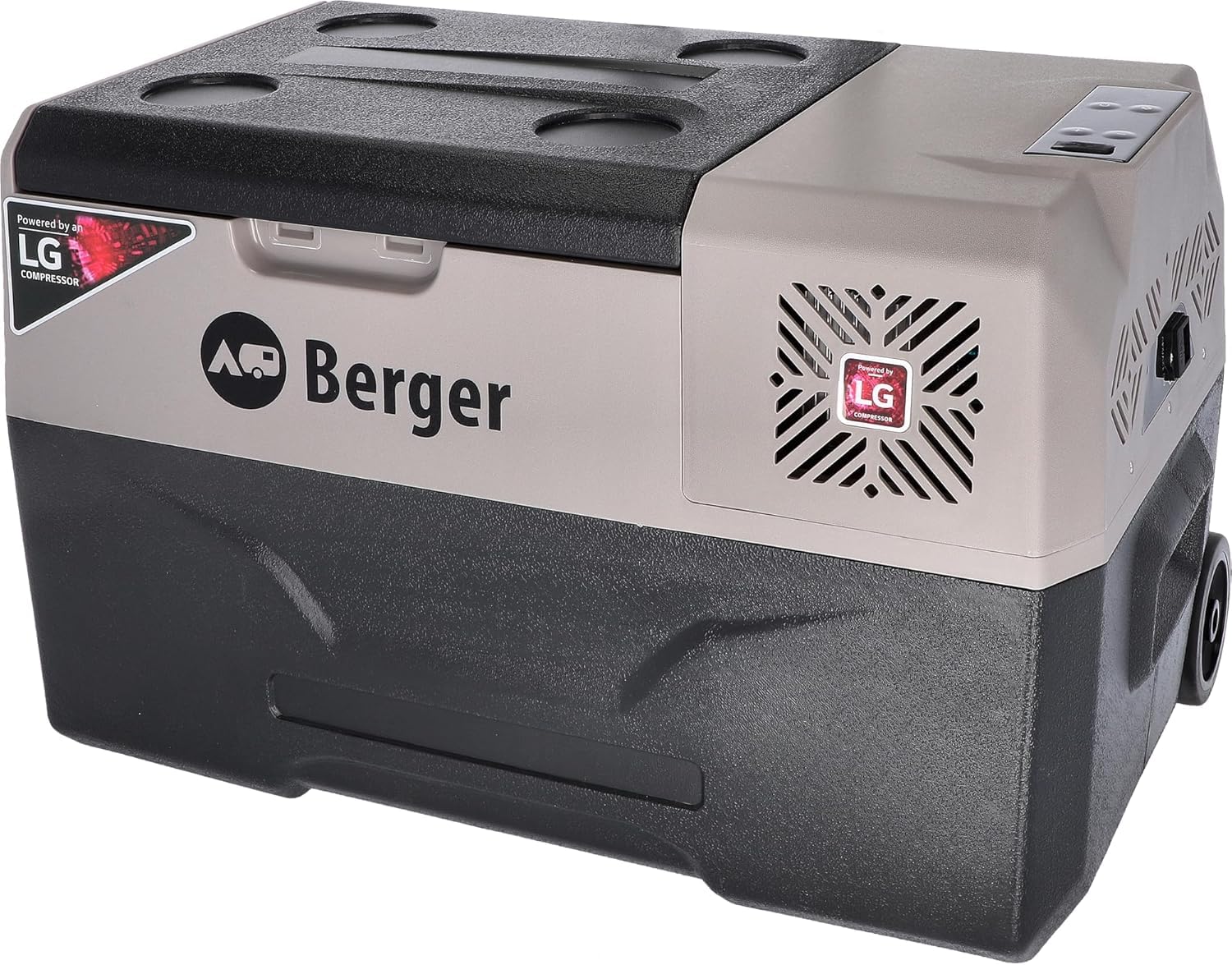 BERGER | Nevera de compresor B40-T 29 L, 12 V, 24 V, 230 V, Conector eléctrico, con Ruedas, silenciosa y Ligera, Ideal para Camping, jardín, Playa y Festival