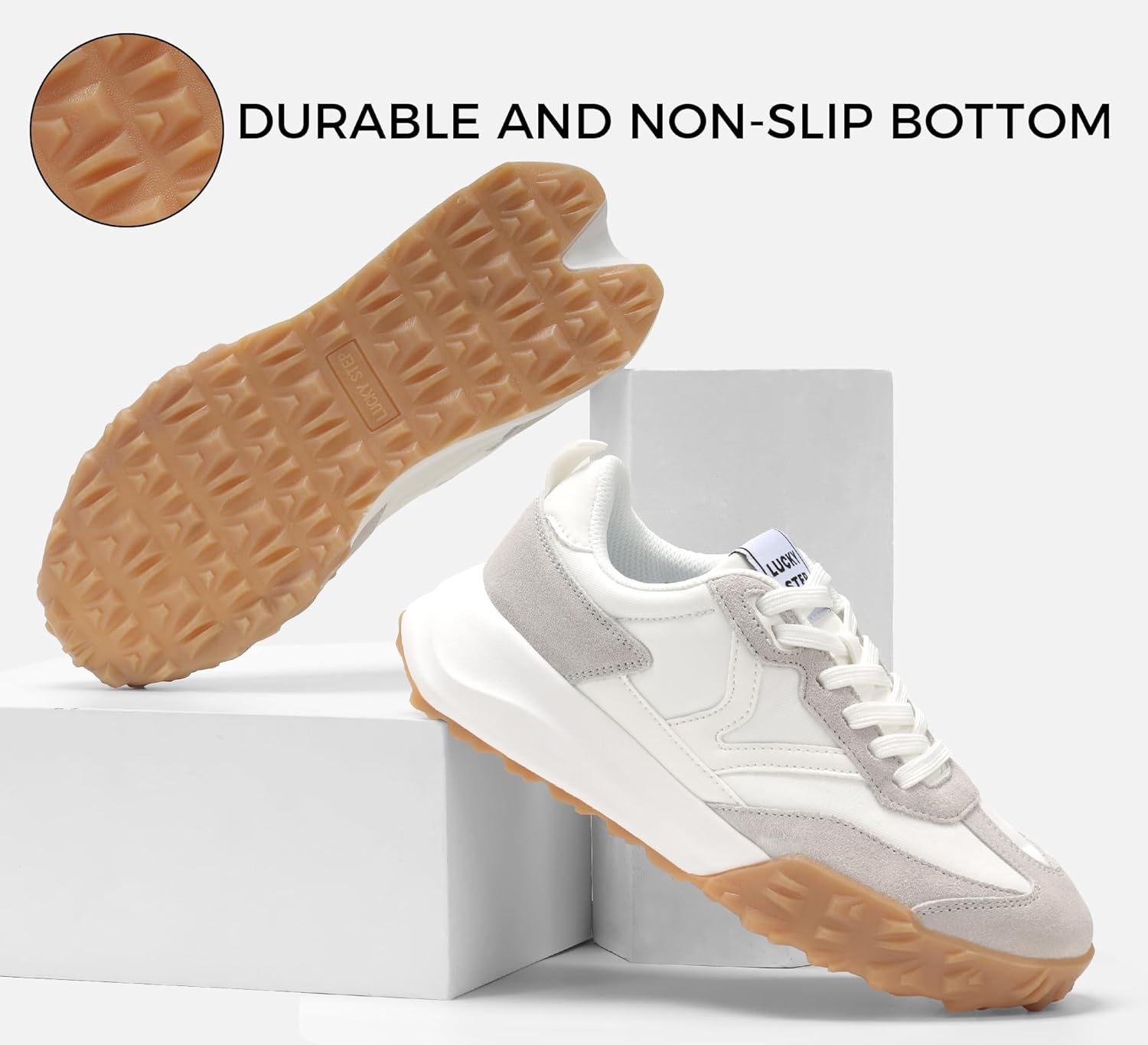 LUCKY STEP Women's Platform Tennis Walking Shoe Retro Chunky Casual Breathable Durable Deluxe Fashion Skate Sneaker - Image 4