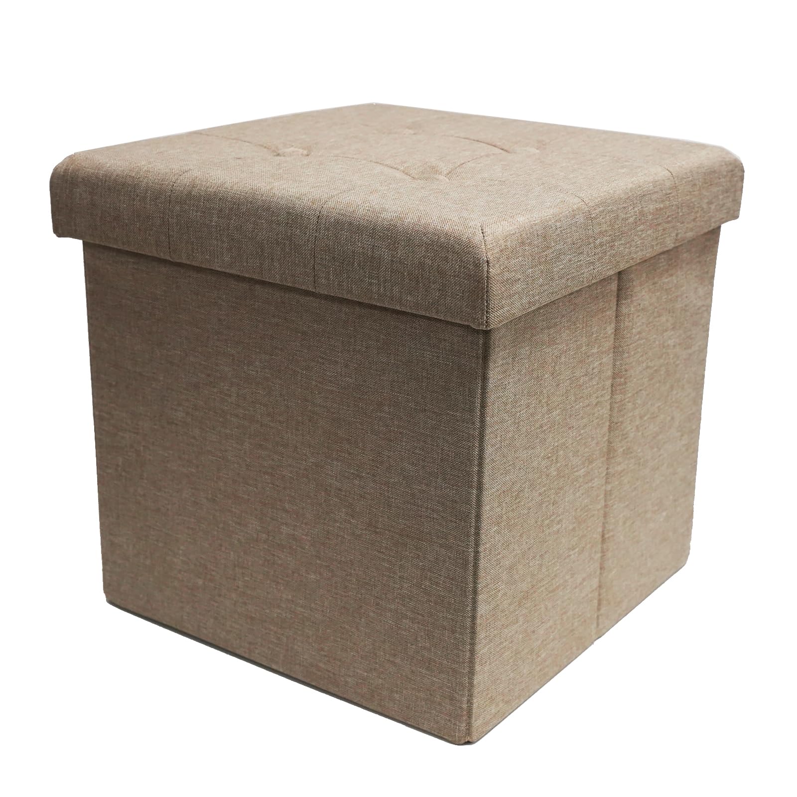 Style home Sitzhocker Sitzbank mit Stauraum, Faltbare Sitztruhe Fußbank Aufbewahrungsbox Polsterhocker, Leinen, 38 * 38 * 38 cm (Warm Grey)