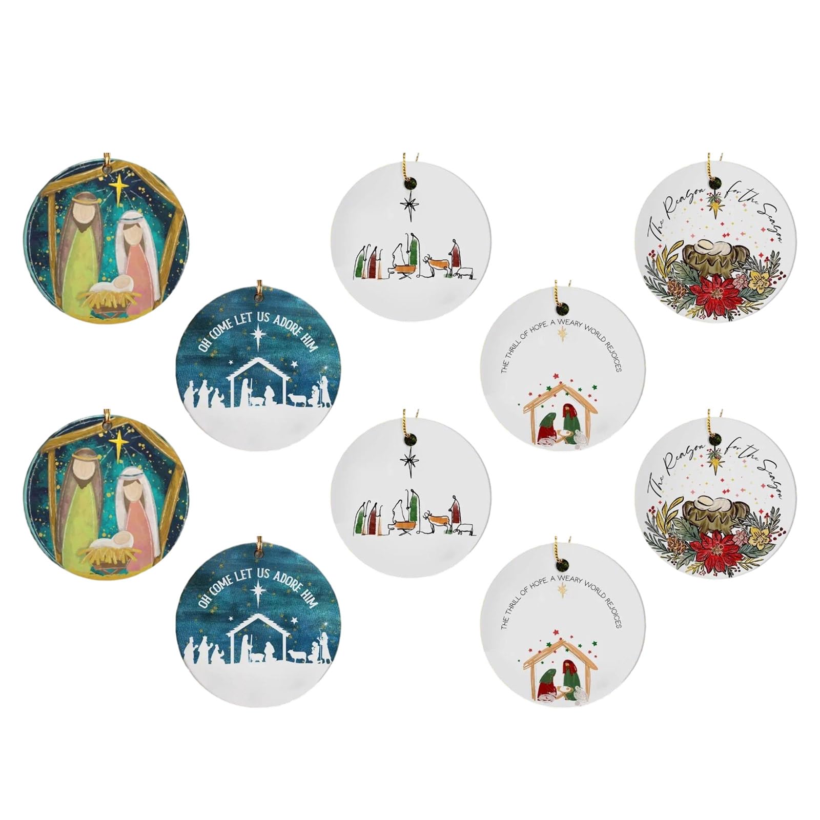Elnwnnkc 1 10Pcs Shatterproof Christmas Ornaments, Festive Snowflake Tree Designs for Indoor Outdoor Holiday Decor Multiple Styles Christmas Acrylic Ornament