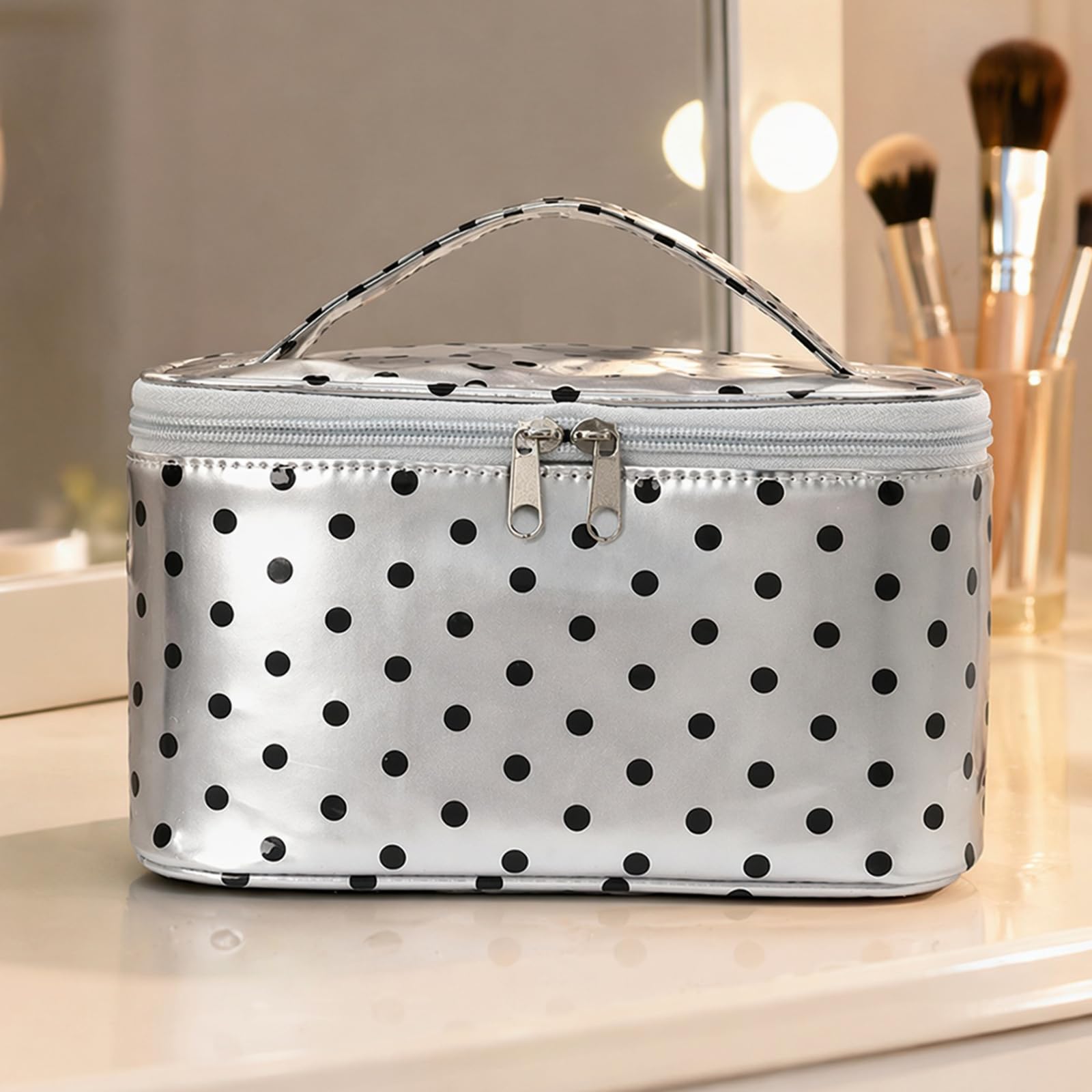 Damski PU Polka-Dot Boho Tote organizer czerwony