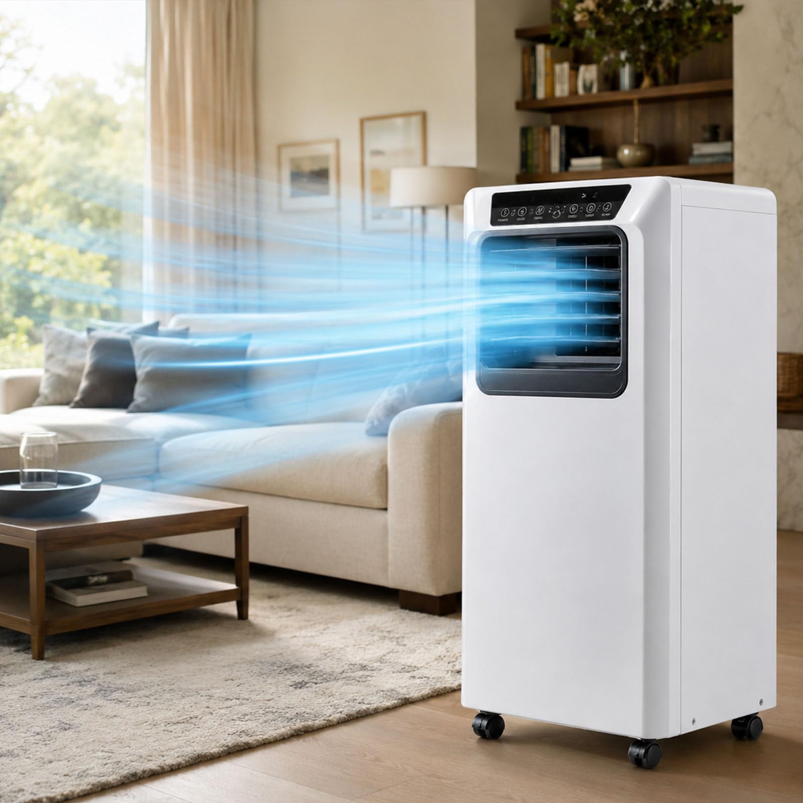 ErShangMao 3 In 1 Mobile Air Conditioner,Portable Air Conditioner,Pro 86 Pints Daily Dehumidifying,120° Oscillation And 6 M Remote,Portable Air Cooler for Bedroom, Living Room,Office&Caravan 9000BTU
