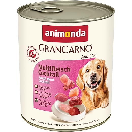 animonda GranCarno adult Hundefutter, Nassfutter für erwachsene Hunde, Multifleisch-Cocktail, 6 x 800 g