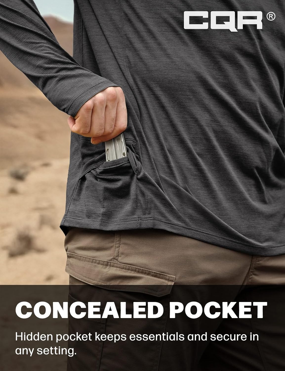 CQR Men's UPF 50+ Sun Protection Long Sleeve Quick Dry Athletic Shirts, Stretch Running Workout Hiking T-Shirts - Image 5