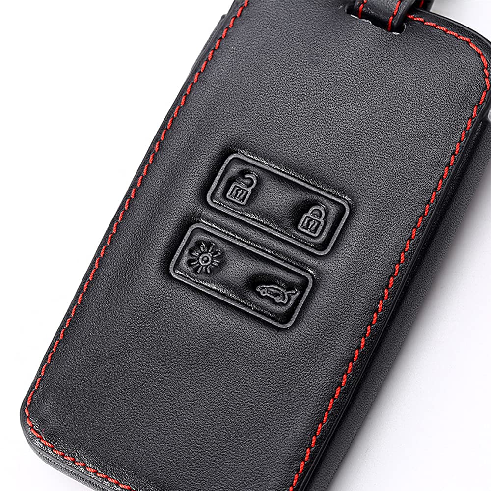 Custodia Portachiavi Auto In PU Pelle Con Linea Gialla Per Renault Clio, Scenic, Megane, Captur, Twingo E Altri. Coprikey Con Portachiavi In Metallo