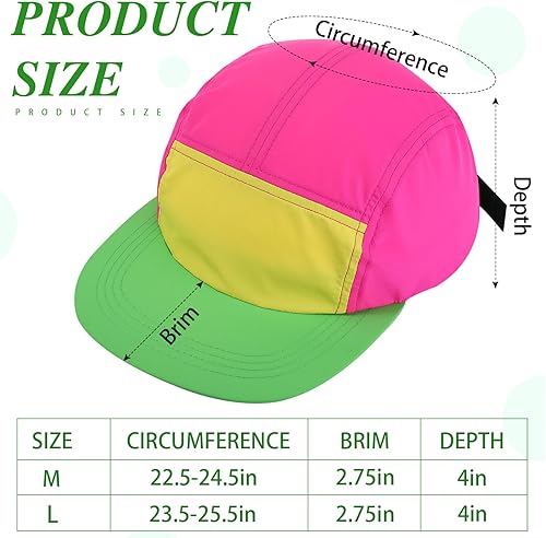 Miniatura 2 de Cindeer 80s 90s Neon Hat Nylon Cap Retro Adjustable Cap for Women Men 80s Costumes Accessories 90s Theme Party