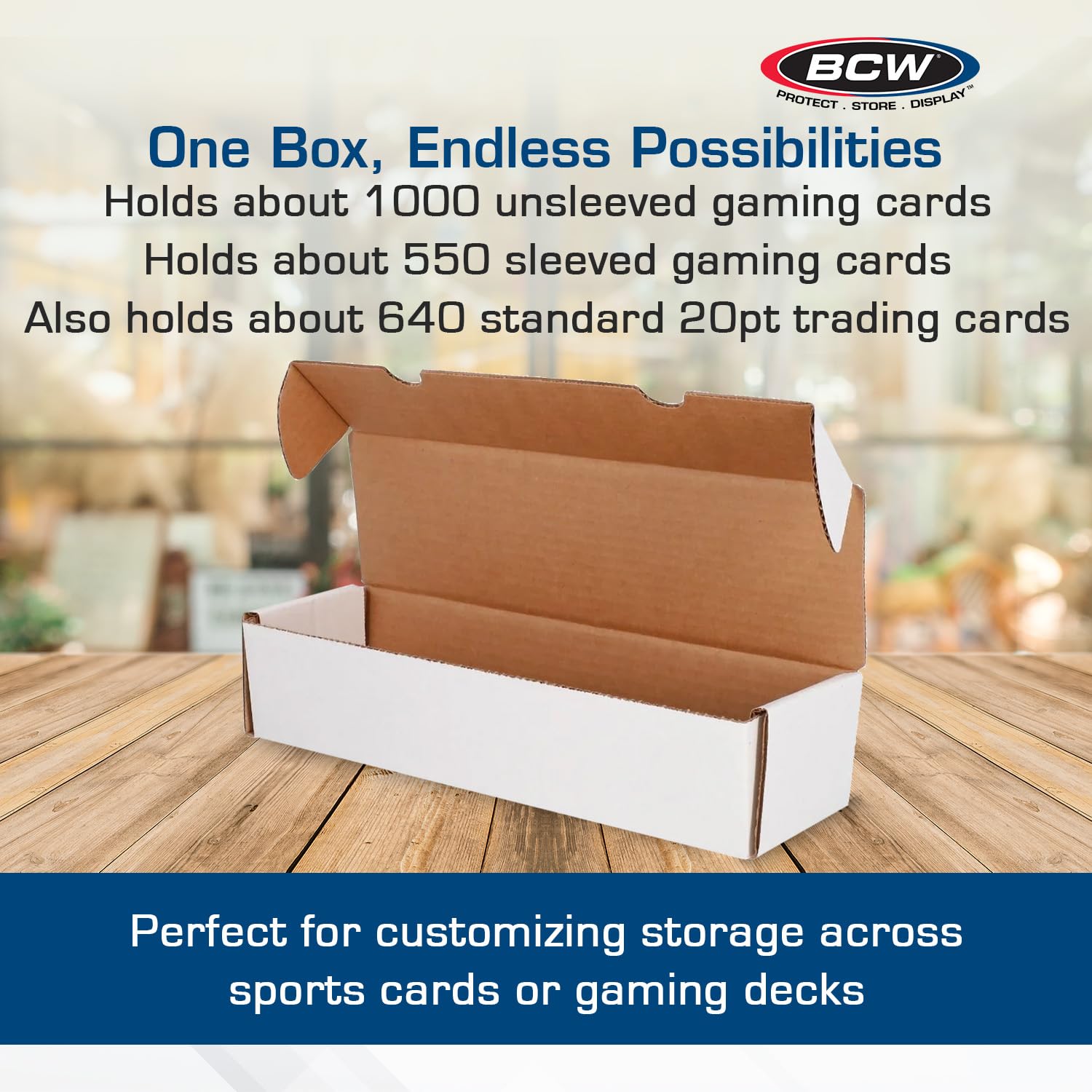 BCW Boîte de rangement pour cartes de jeu à une rangée – 5 carats | Boîte de rangement pour 1000 cartes | Support en carton ondulé | Boîte de rangement pour cartes CCG en vrac