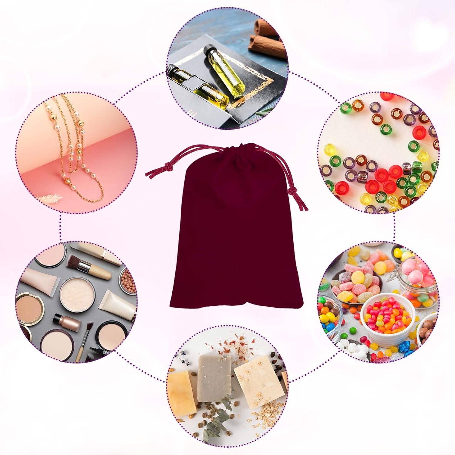 PATIKIL 6 Pcs Velvet Drawstring Bags, 8 x 10 Inch Large Velvet Cloth Jewelry Gift Pouches with Drawstring, Favor Candy Bag Dust Bag for Wedding Birthday Party Christmas, Wine Red - Image 6