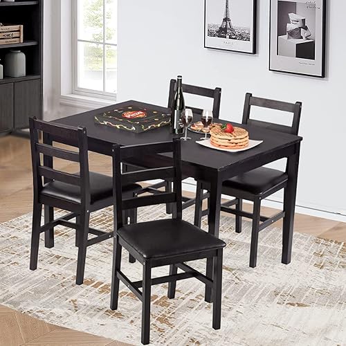 Miniatura 3 de Juego de mesa de comedor para 4, juego de mesa de cocina de 5 piezas, mesa de cocina y silla para 4 personas, juego de mesa de desayuno pequeño