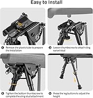 Vista 4 de CVLIFE Bípode de rifle, bípode súper resistente ajustable de 6-9 pulgadas