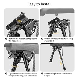 CVLIFE Bipod, 6-9 Inch Rifle Bipod Adjustable Super Duty Tactical Bipod for Outdoor Bipod