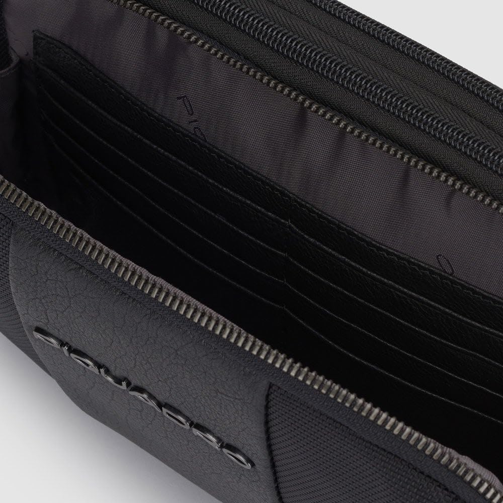 Pochette uomo a due scomparti in tessuto riciclato