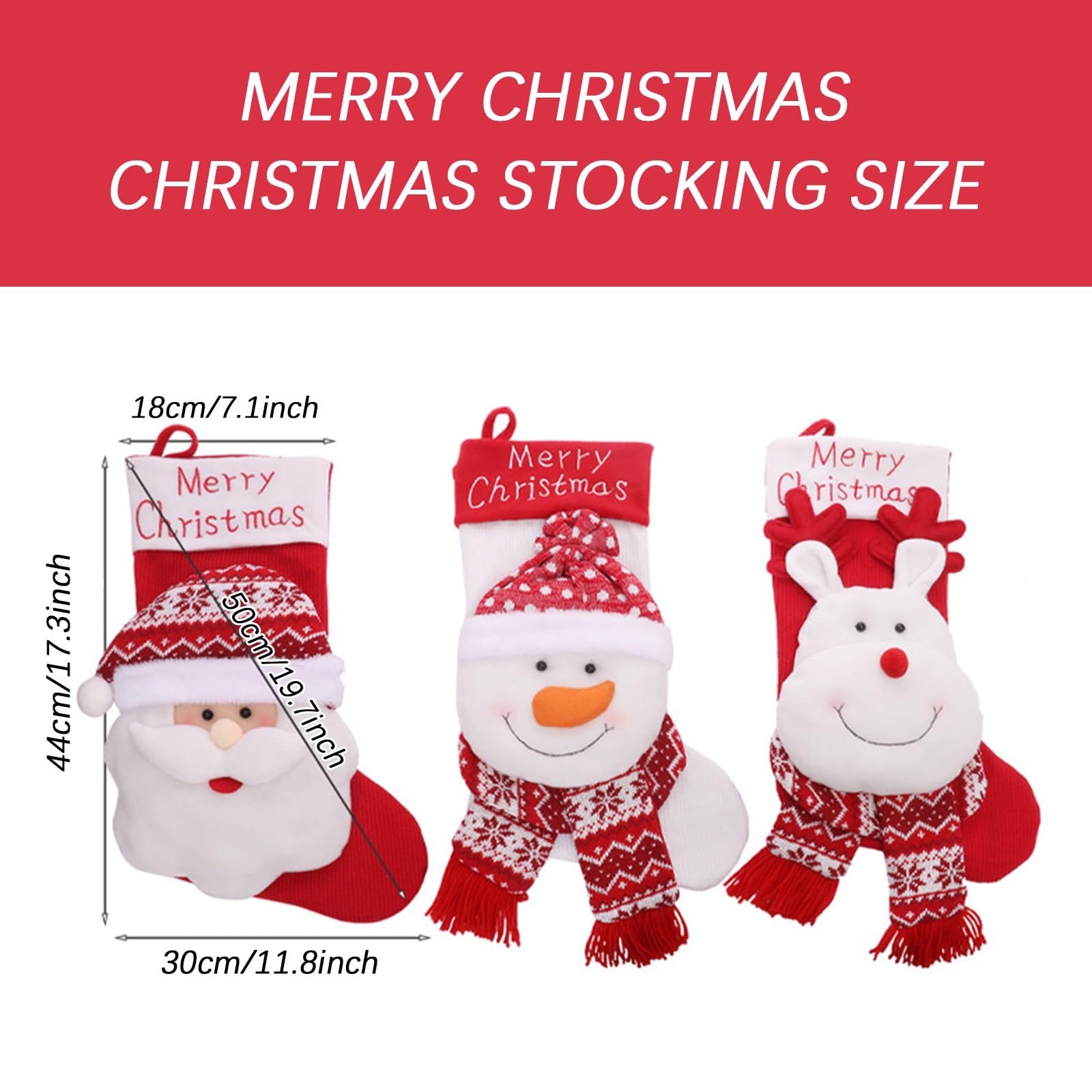 Nikolausstrumpf Groß, Weihnachtsstrumpf 3er Set, Nikolausstiefel zum Befüllen Weihnachtsstrumpf Geschenkbeutel, Weihnachten Weihnachtsstrumpf Personalisiert Kamin Weihnachtsdeko
