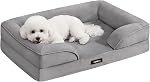 Feandrea Orthopaedic Dog Sofa Bed, M Dog Bed with Raised Sides, Egg Crate Foam, Removable and Washable Cover, Non-Slip Bottom, Water-Resistant Lining, Dove Gray, 76 x 51 x 16 cm UPGW321GD01