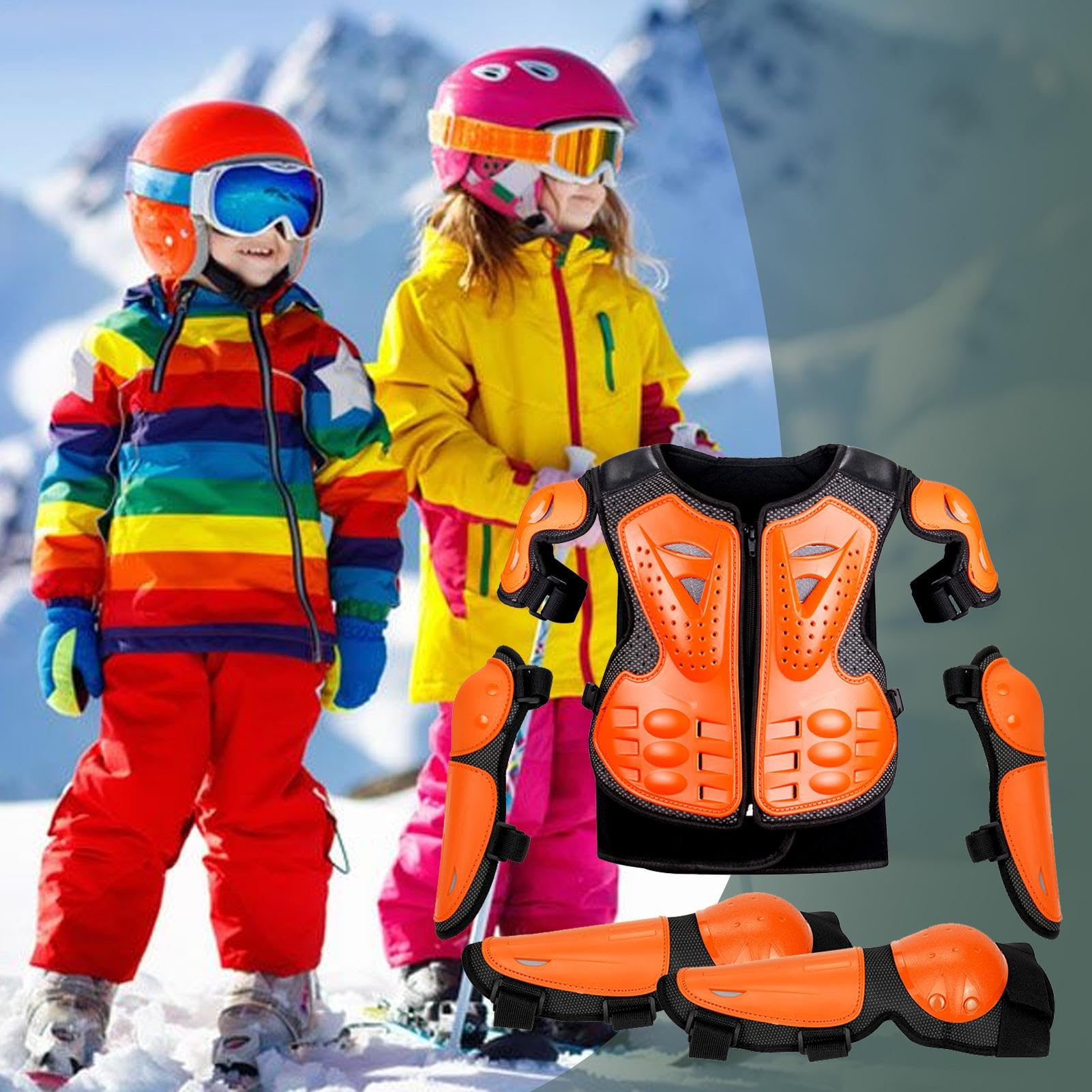 Équipement de motocross pour enfants – Protection de poitrine de moto, combinaison de protection avec genoux, coudes, bras, épaules