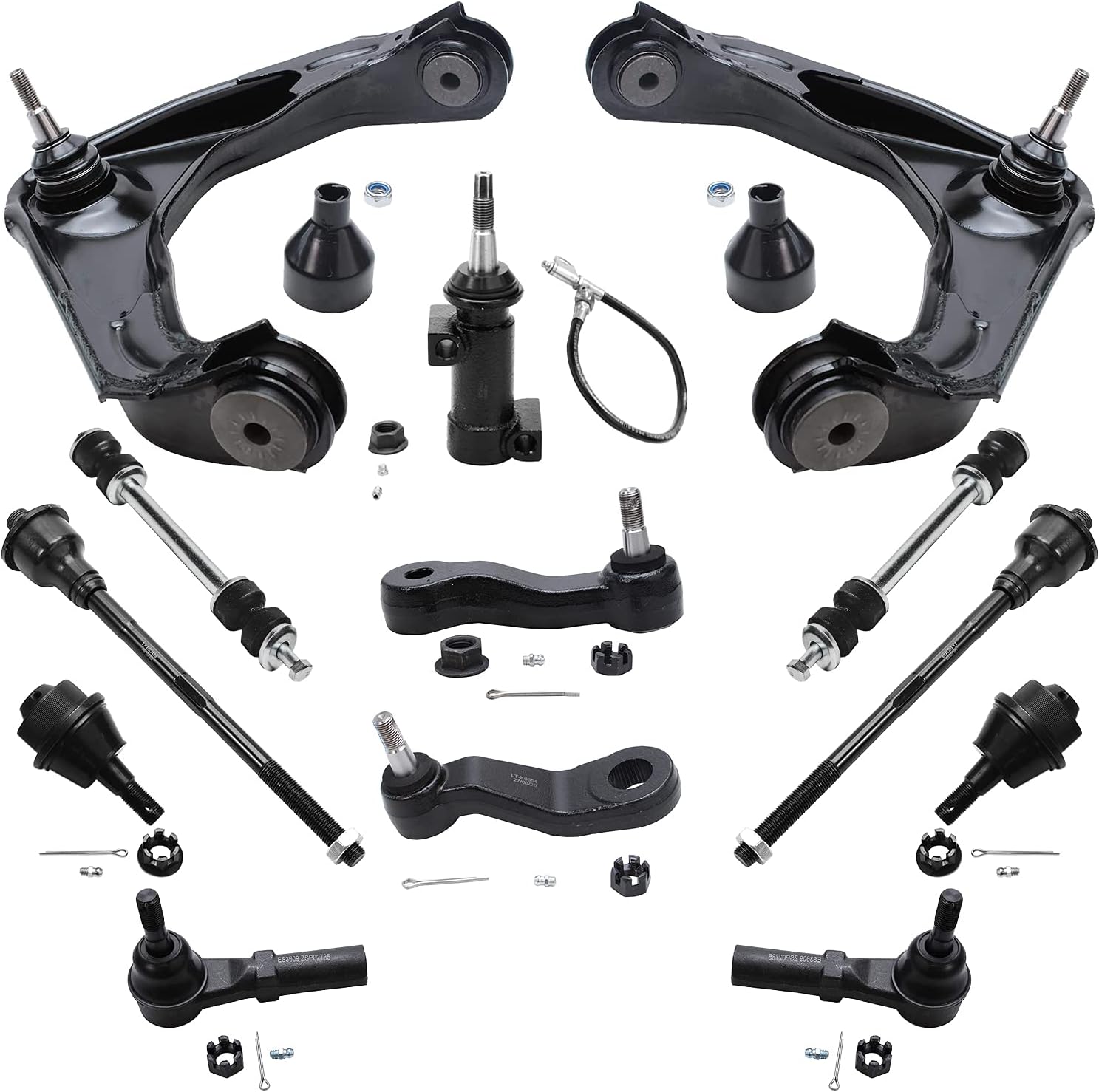Detroit Axle - Front End 13pc Suspension Kit for Chevy Silverado GMC Sierra 2500 3500 HD 2500hd 3500hd 2 Control Arms 2 Ball Joints 2 Sway Bars 4 Tie Rods 1 Pitman 1 Idler Arm 1 Idler Bracket
