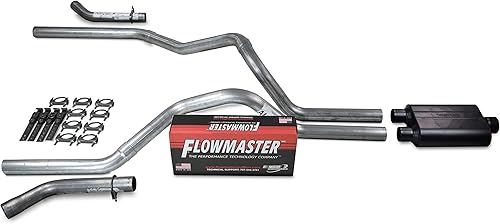Truck Exhaust Kits - Shop Line Sistema de escape dual Tubo aluminizado de 2.5 pulgadas Silenciador Flowmaster Super 44 de 2.5 pulgadas con salida de