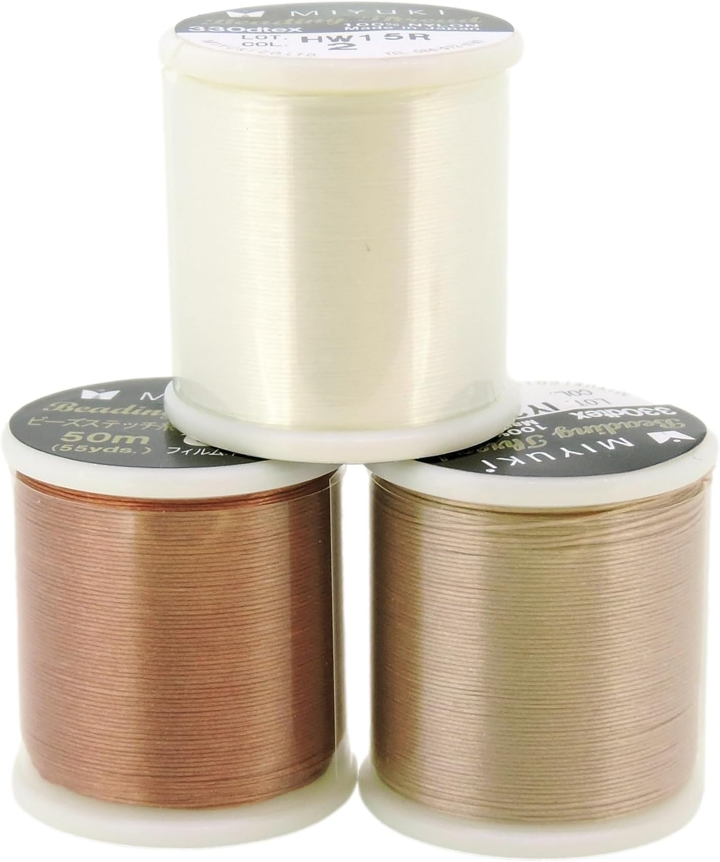 BEADS DIRECT USA 3 Pack Miyuki Nylon Beading Thread Size B, 330 DTEX, 50 Meters