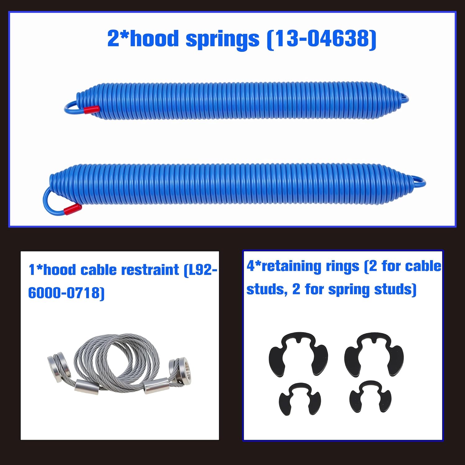 2pcs Hood Springs Compatible with Peterbilt 357/377/379 (1987-2008) | Replaces 13-03761, 13-03663, L92-6000-0718, 13-04638, 13-03662