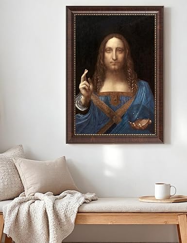 Miniatura 2 de DECORARTS - Arte de pared enmarcado de Leonardo da Vinci Salvator Mundi Cristo, impresión giclée, 12 x 18 pulgadas, lienzo con opciones de marco