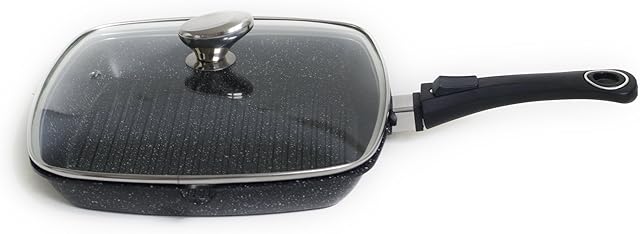 Pradel Excellence 52383M Imitation Stone Grill Pan with Glass Lid, 28 x 28 cm