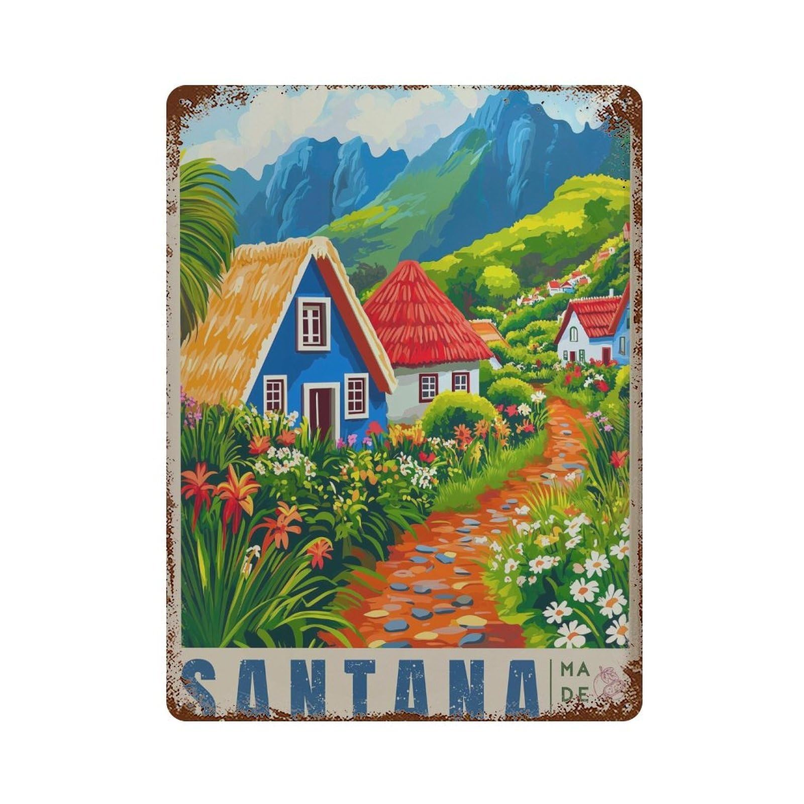 xiaoxiaoshen Santana Madeira Travel Portugal Wall Decor Art Metal Tin Poster Modern Home Decor Art Home Bar Shop Decorations Vintage Sign 40x30cm