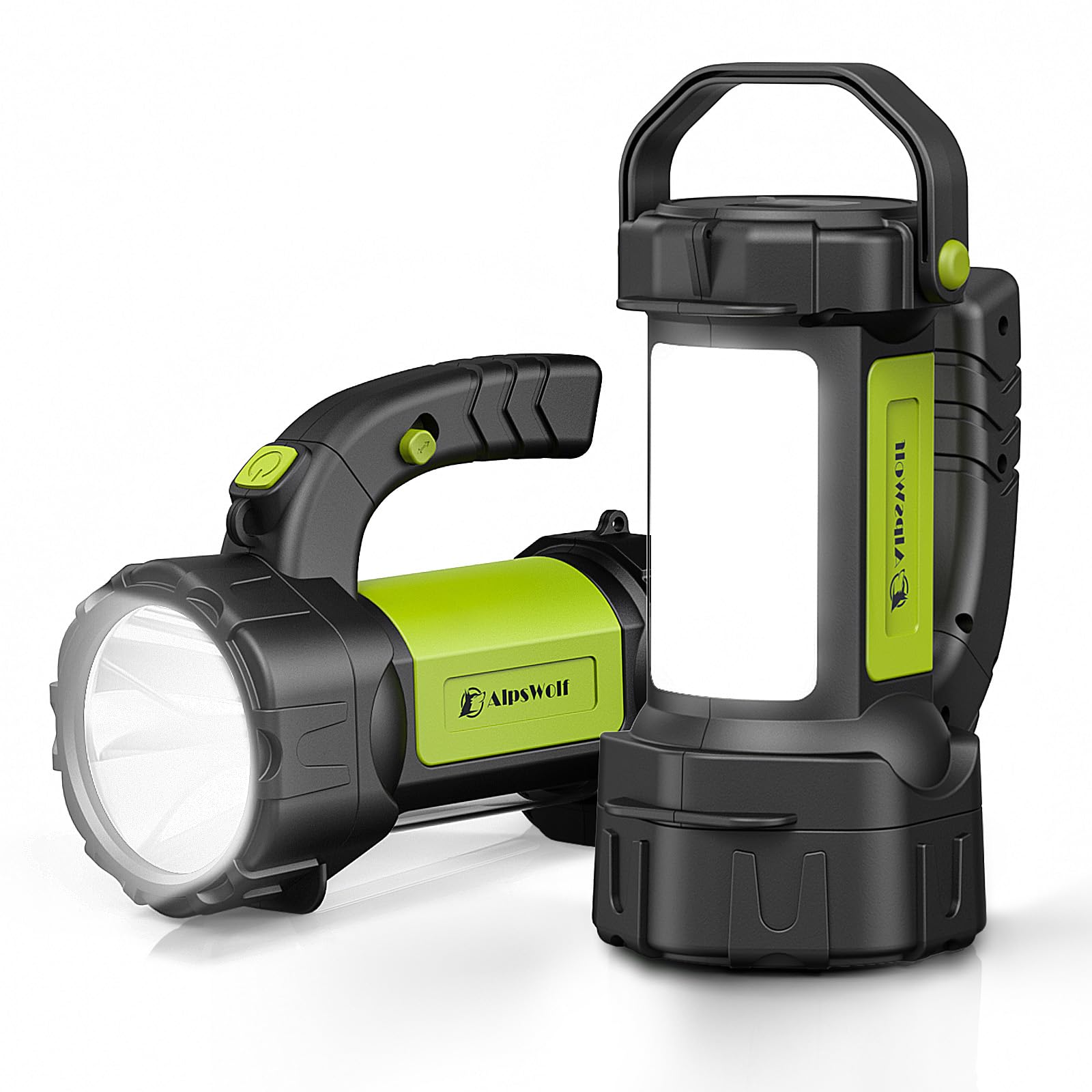 AlpsWolf Camping Lantern Rechargeable, 2 Pack Same LED Flashlight Spotlight Lantern with 800LM, 3600 mAh, Portable Bright Camping Light for Emergency Hurricane, Outdoor Hiking Power Outages