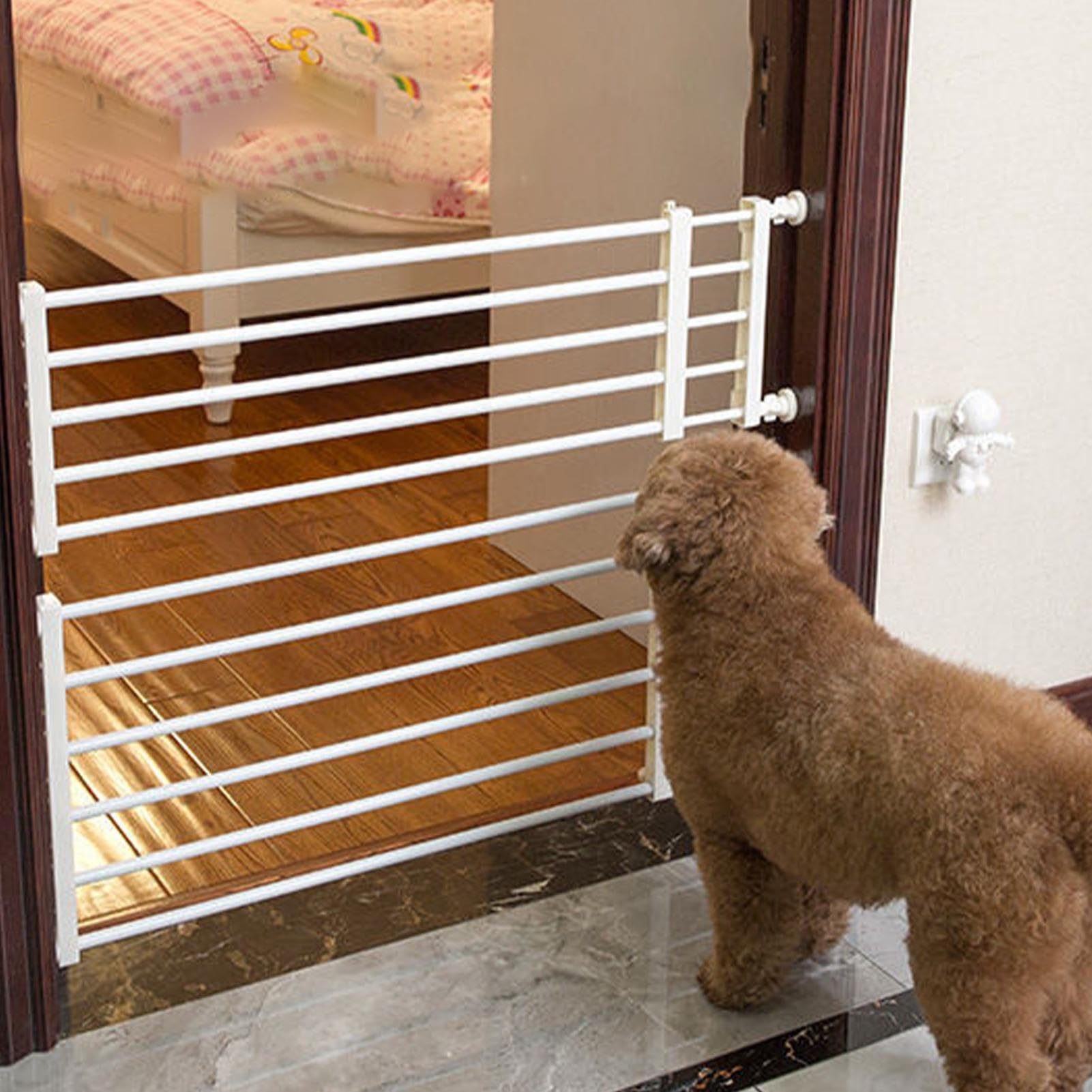 Barrera retráctil para perros para escaleras, barrera ancha para perros, valla retráctil de protección para perros, pluma de valla para mascotas sin taladrar