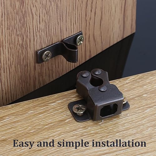 Miniatura 6 de 10 piezas de pestillo de gabinete de doble rodillo de cierre resistente con tornillos para puertas de armario de cocina, armario