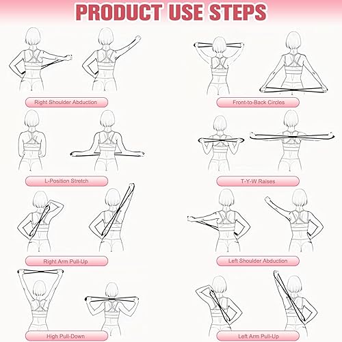 Miniatura 3 de Paquete de 2 bandas de resistencia para mujer, bandas de resistencia con asas, banda de ejercicio portátil de 8 formas, para entrenamiento de